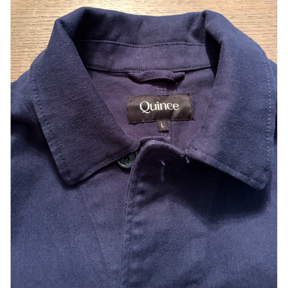 Quince Mens Organic Cotton Chore Coat Navy Blue Utility Jacket Size L - Picture 2 of 6